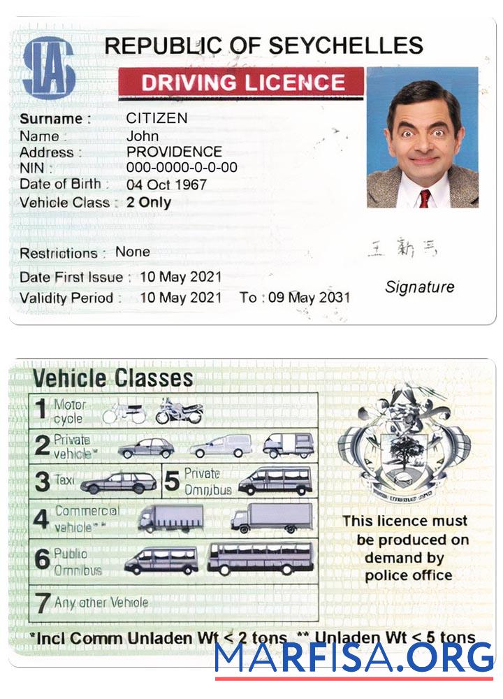 Realistic Seychelles driving license download for verification